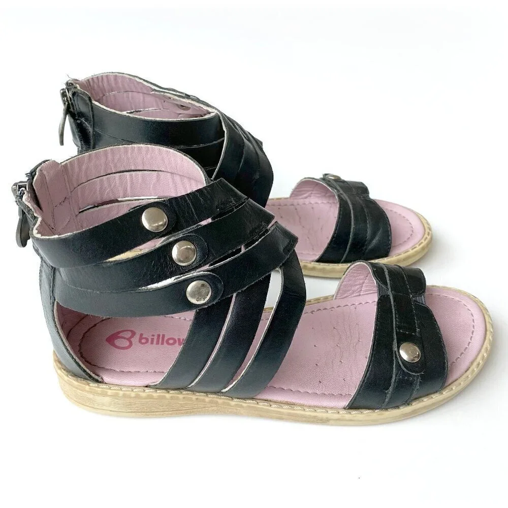 Billowy Girls Black Leather Gladiator Sandals EU 33 US 2
